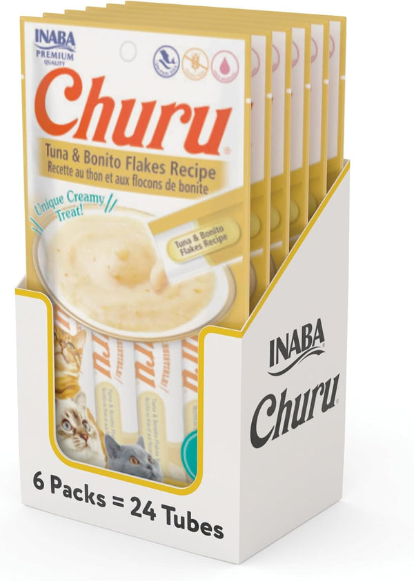 INABA Churu Cat Treats, Lickable, Squeezable Creamy Purée Cat Treat with Green Tea Extract & Taurine, 0.5 Ounces Each Tube, 24 Tubes (4 per Pack), Chicken Recipe29