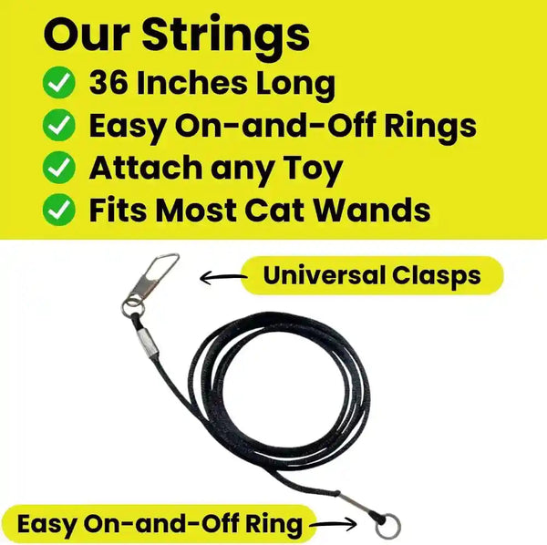 Cat Toy String Replacement 3-Pack - Chew Proof Metal Wire, Cat Wand String Replacement Variety Pack, Official Cat Toy Refill Strings for Forever Stick Cat Toy Wand, Transparent Fishing Line Nylon Cord7