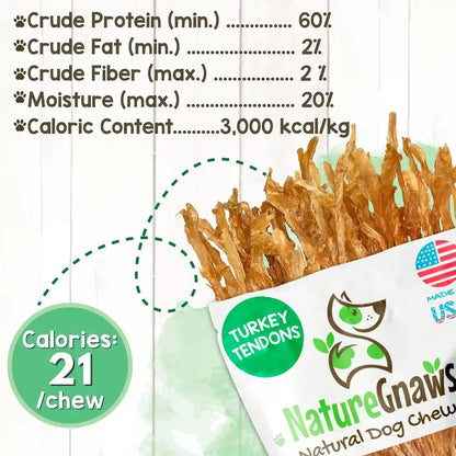 Nature Gnaws USA Turkey Tendons for Dogs (4Oz) - Delicious Grain Free Reward Snack for Small, Medium & Large Breeds - Premium Natural Dog Chew Treats5