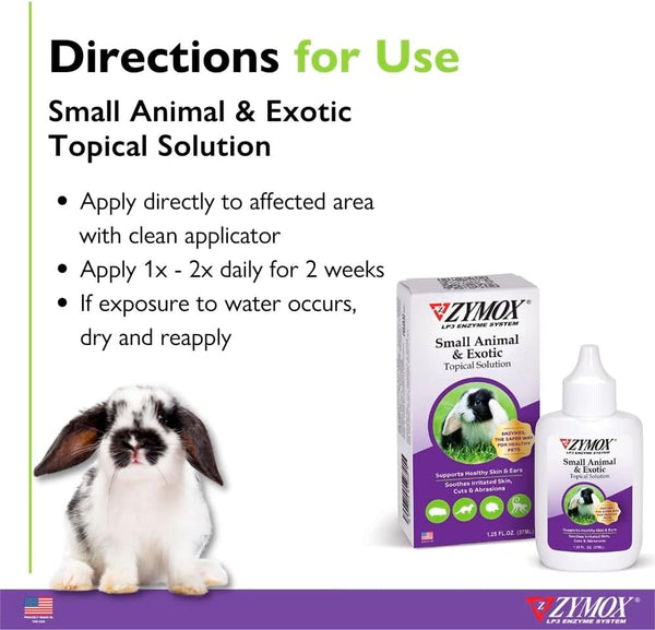 Zymox Small Animal & Exotic Topical Solution, 1.25 Oz. – Supports Healthy Skin & Ears for Dog, Cat, Rabbit, Guinea Pig, Ferret, Hamster, Chinchilla, Monkey5