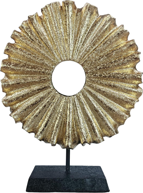 Modern Abstract round Decorative Sculpture, Dining Living Room Desk Decor,Geometric Home Decor Statues,Shelf Top Decor Aesthetics, Coffee Tables or Office Shelves（Golden）1
