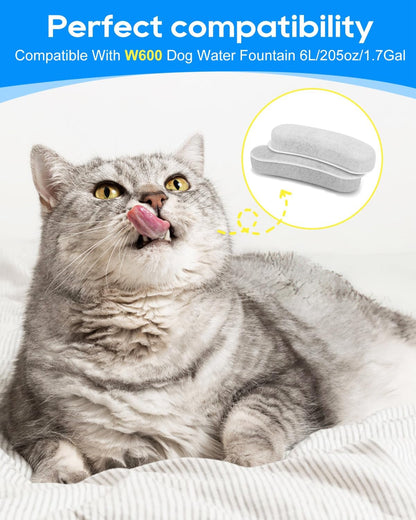 12 Pack Dog Water Fountain Filters Replacement Compatible with W600 Automatic Water Bowl Dispenser, Pet Fountain Charcoal Filters Fit for 205Oz/6L Dog Fountain Bowl for Large Dogs2