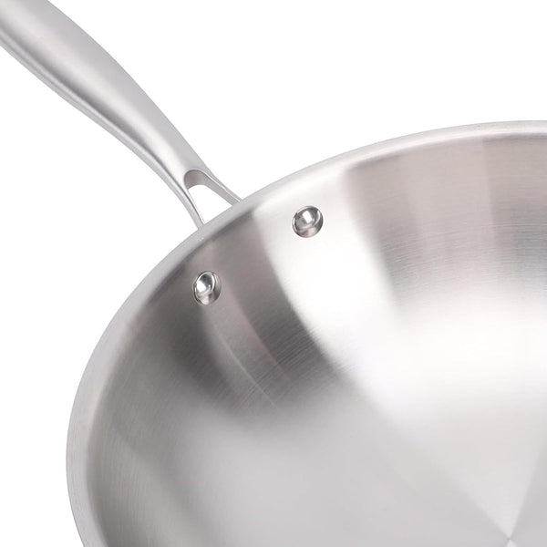 Stir Fry Pan, 304 Stainless Steel Wok, Multi Layer Composite Cookware, Non Stick Cooking Surface, Flat Bottom, Induction Ready for Gas Electric and Induction Stoves (34CM)9