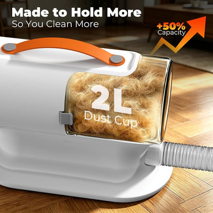 Dog Grooming Vacuum Kit, 12000Pa Pet Hair Vacuum with Clipper | 2L Dust Cup, Low Noise, 5-In-1 Grooming Kit with Clipper & Cleaning Brush for Home Shedding and Trimming, PG1006