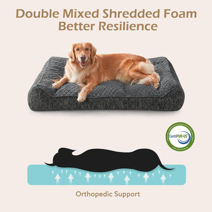 JOEJOY XL Orthopedic Dog Bed for Large Dogs, Extra Thick Foam Pet Bed Sofa | Bolster Sides, Large Sized Dog Couch Bed with Removable Washable Cover, Non-Slip Bottom, Grey (42"X30")7