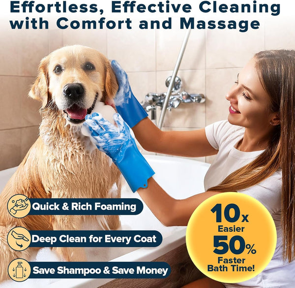 6PCS Grooming & Bath Supplies for Dogs, Cats | Dog Washing Gloves | Dog Bath Brush | Dog Shower Brush | Pet Grooming Gloves | Dog Grooming Kit | Pet Supplies for Showerhead & Sprayer (Navy Blue)2