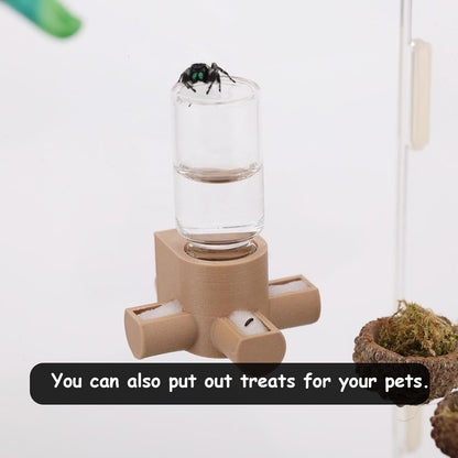 Jumping Spider Water Dispenser, Magnetic Hanging Feeder,Suitable for Jumping Spiders,Tarantulas, Praying Mantises,Arboreal Animals, and Other Small Animal Enclosure Accessories,5Ml (Wooden)5