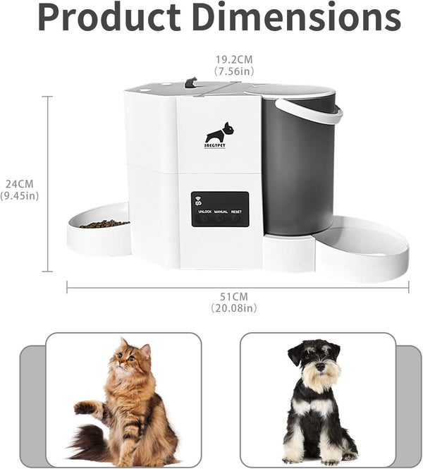 Automatic Cat Feeder 2-In-1 Cat Feeder and Gravity-Fed Water System | 3L Food Tank & 2L Water Tank for Supports 5G/2.4Ghz Dual-Band Wifi APP Remote Control | up to 10 Timed Feedings per Day8