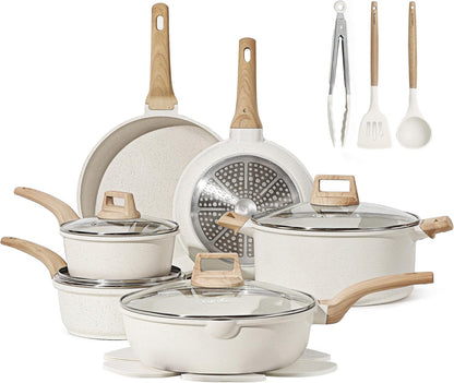 16Pcs Nonstick Cookware Sets, Pots and Pans Set | Induction Cooking Set, Easy Clean, Fit All Stovetops, Even Heating, Stay Cool Handle, with Frying Pans & Saucepans1