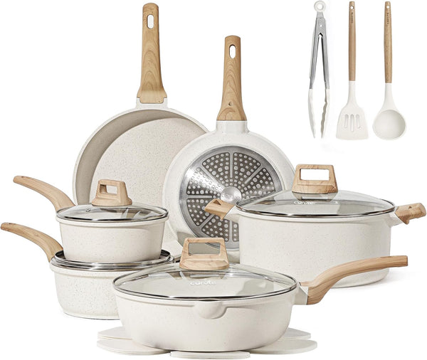 16Pcs Nonstick Cookware Sets, Pots and Pans Set | Induction Cooking Set, Easy Clean, Fit All Stovetops, Even Heating, Stay Cool Handle, with Frying Pans & Saucepans1