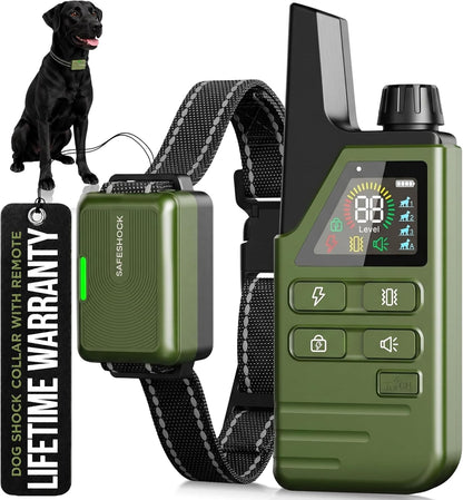 Safeshock (Latest Version) - Dog Shock Collar with Remote Control, 4500FT Range Shock Collar for Dogs & Training Collar, Waterproof, Beep & Vibration First, Rechargeable for Small Medium Large Dogs1