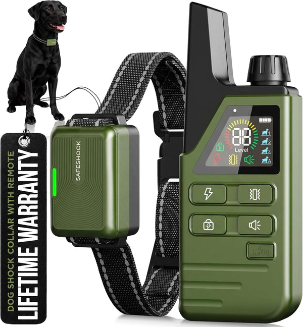 Safeshock (Latest Version) - Dog Shock Collar with Remote Control, 4500FT Range Shock Collar for Dogs & Training Collar, Waterproof, Beep & Vibration First, Rechargeable for Small Medium Large Dogs1