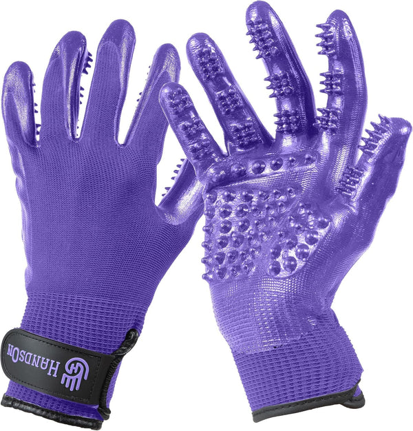 H Handson Pet Grooming Gloves - Patented #1 Ranked, Award Winning Shedding, Bathing, & Hair Remover Gloves - Gentle Brush for Cats, Dogs, and Horses (Black, Medium)15
