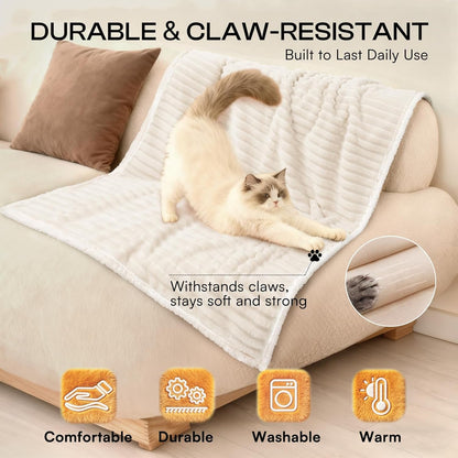 Luciphia Waterproof Dog Blanket for Large Dogs Ultra-Soft Calming Cut Pile Flannel Throw Durable & Warm Furniture Protection for Couch Bed Pet Human Blanket Machine Washable Soft White,Xl(85''X57'')5