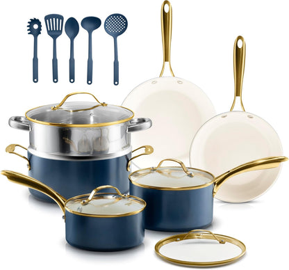 15 Pc Pots and Pans Set Non Stick Ceramic Cookware Set1