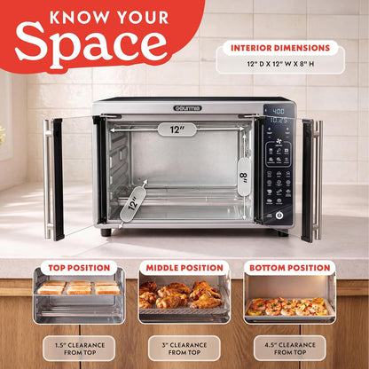 Air Fryer French Door Toaster Oven - 6-Slice Capacity, LED Display with 19 Cooking Presets, Stainless Steel11