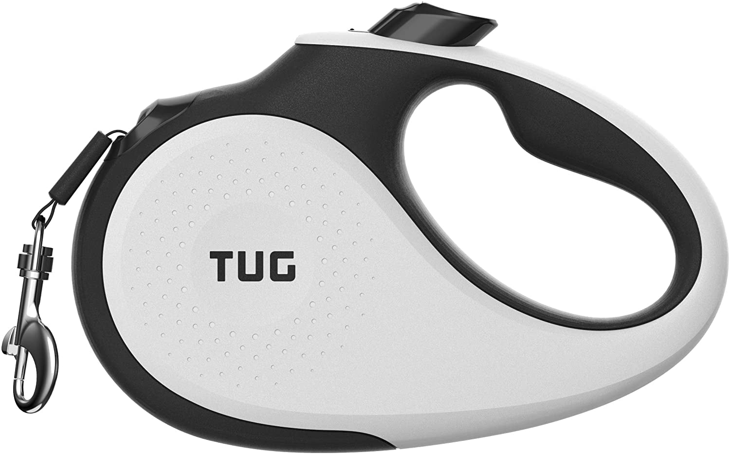 tug-360-tangle-free-retractable-dog-leash-16-ft-strong-nylon-tape-one-handed-brake-pause-lock-medium-white