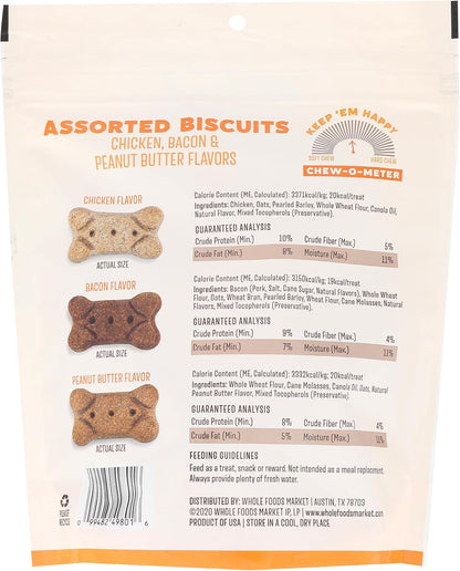 Whole Paws, Biscuit Dog Treats, Assorted Flavors (Chicken, Bacon, & Peanut Butter), 14 Ounce2