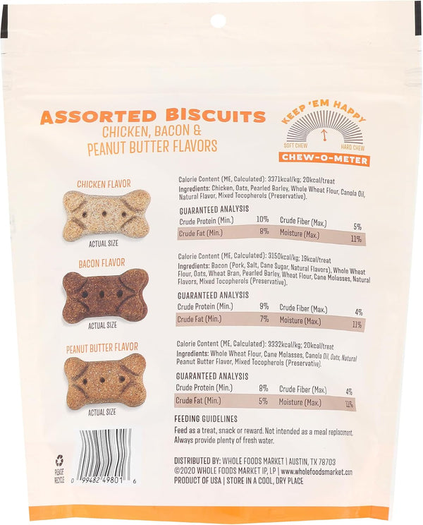 Whole Paws, Biscuit Dog Treats, Assorted Flavors (Chicken, Bacon, & Peanut Butter), 14 Ounce2