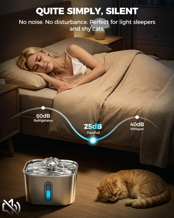Cat Water Fountain Stainless Steel 74Oz/2.2L with 3 Filters & 3 Sponges | Indoor Pet Water Dispenser-Automatic Silent Small Dog Fountains for Drinking-Auto Metal Watering Bowls-Gifts for Kitty Animal4