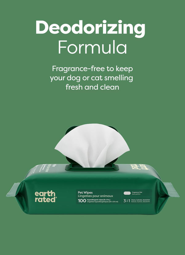 Earth Rated Dog Wipes for Paws & Butt, Deodorizing, Unscented, 100Ct | Hypoallergenic, 3-In-1 Cleaning and Hydrating, for Grooming Paws, Body and Butt6