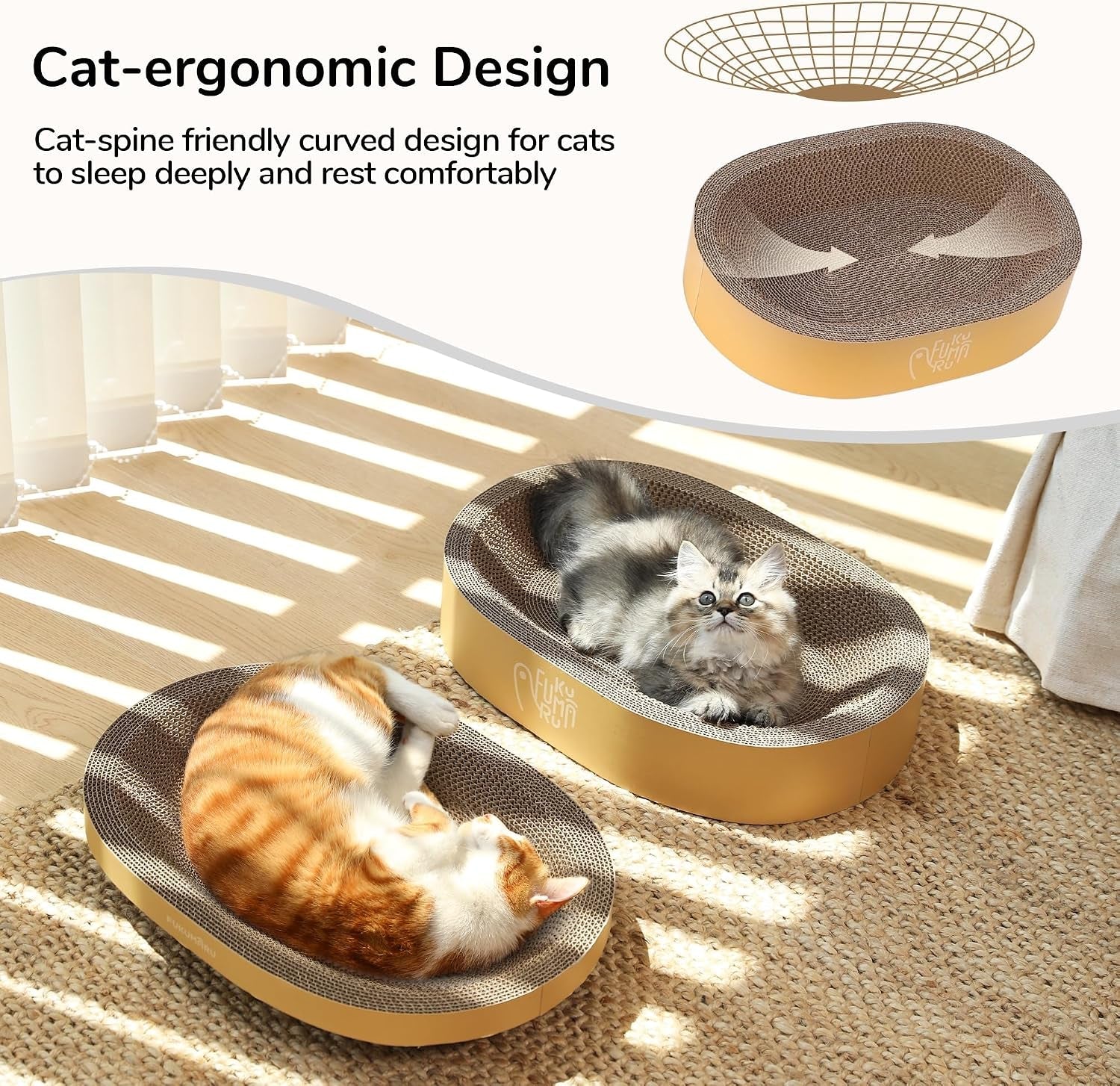 fukumaru-3pcs-cardboard-cat-scratcher-bed-durable-oval-cat-scratch-pads-round-cats-scratching-board-set-large-scratcher-box-for-indoor-cats-kitten-scratcher-bowl-couch-sofa-furniture-protector
