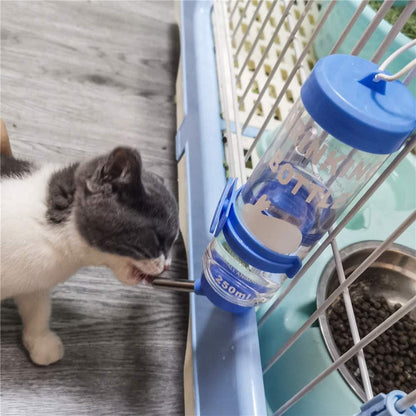 2PCS 8.45 Oz No Drip Small Animal Water Bottle, Cage Water Bottles for Small Pet/Bunny/Ferret/Hamster/Guinea Pig/Rabbit | Plastic, for Small Pet/Guinea Pig/Hamster/Bunny/Ferret/Rabbit, Hanging Wire & Buckle Included, Easy to Install, Yellow & Blue5
