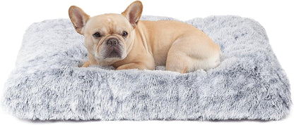 EHEYCIGA Fluffy Dog Crate Bed for Extra Large Dogs, Plush Faux Fur Pad, Calming anti Anxiety XL Bed for Crate, Washable Soft Warm Dog Mat with Non-Slip Bottom, Grey41