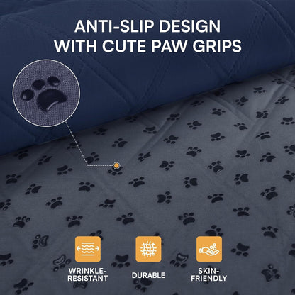 Luciphia 100% Waterproof Couch Cover Blanket for Dogs Anti-Slip Pet Couch Protector Sofa Mat Puppy Cat Blanket with Non-Slip Bottom, Navy Blue, 30X70 Inch3