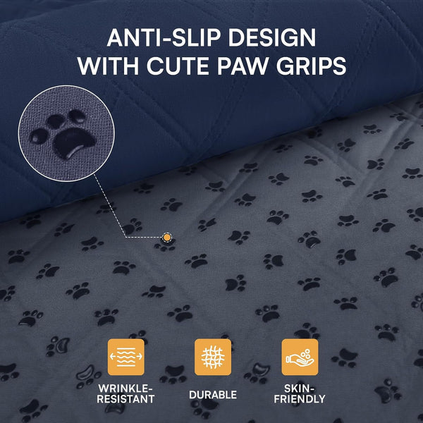 Luciphia 100% Waterproof Couch Cover Blanket for Dogs Anti-Slip Pet Couch Protector Sofa Mat Puppy Cat Blanket with Non-Slip Bottom, Navy Blue, 30X70 Inch3