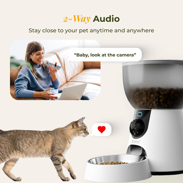ARENTI Smart Automatic Cat Feeder and Water Fountain, 4L Pet Feeder Cat Food Dispenser with Camera, Dual Power, App Control, Live View & Night Vision, Meal Call, Hygienic Water Flow, Desiccant Bag5