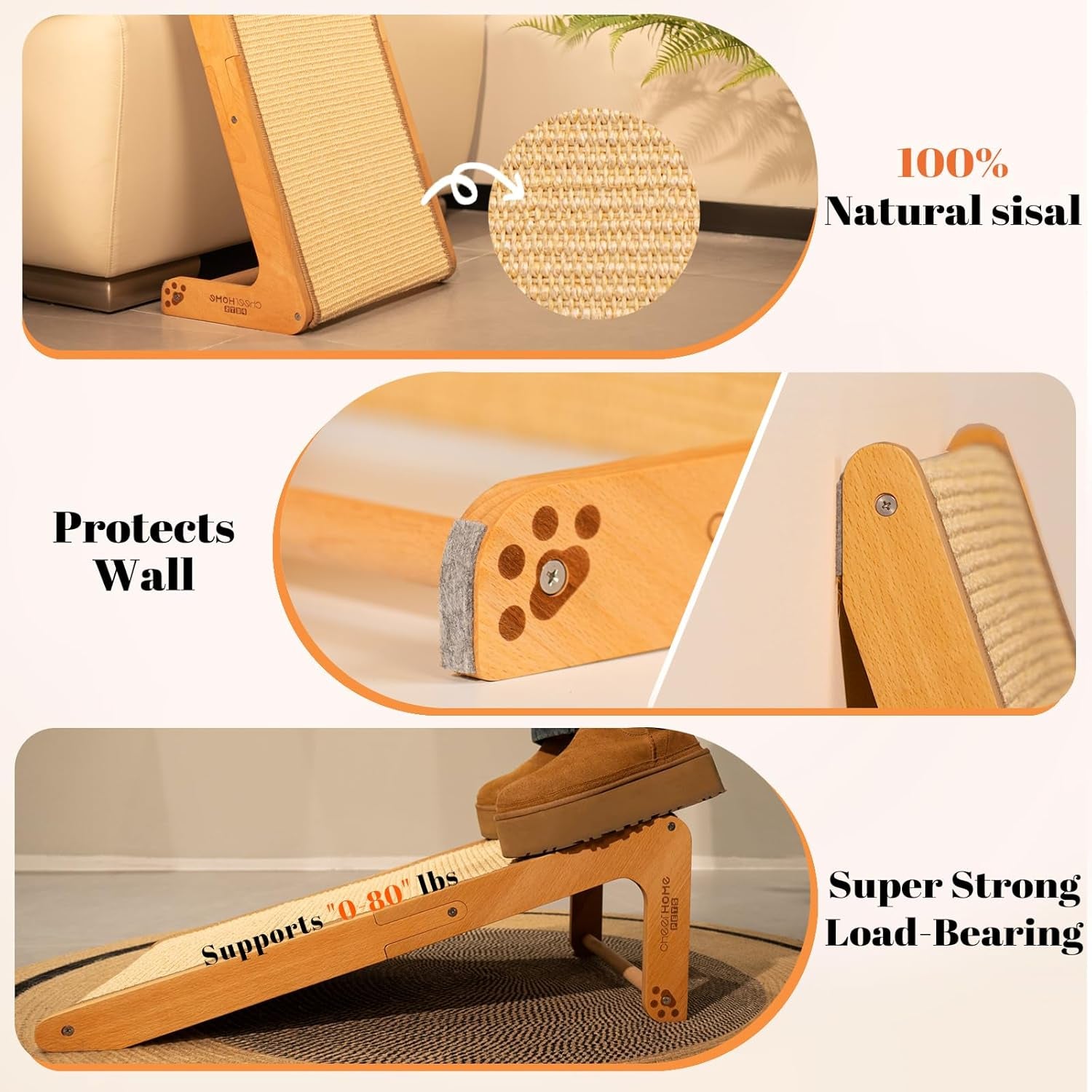 cheerhome-pets-sisal-cat-scratcher-ramp-for-indoor-cats-24-8-l-shape-cat-scratching-post-climbing-vertical-cat-scratch-pad-solid-wooden-cat-furniturestandard