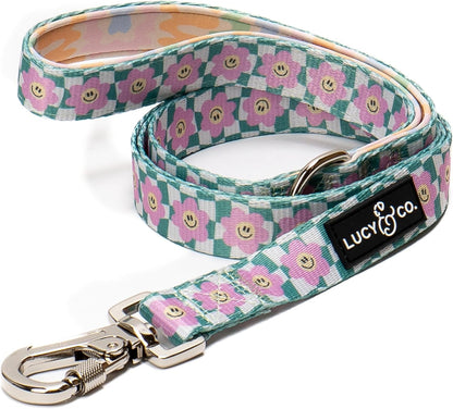 Lucy & Co. Cheery Cherries - Designer Dog Leash for Small to Large Dogs - Padded Handle for Comfort - Large, Red Gingham Cherries - 5 Foot25