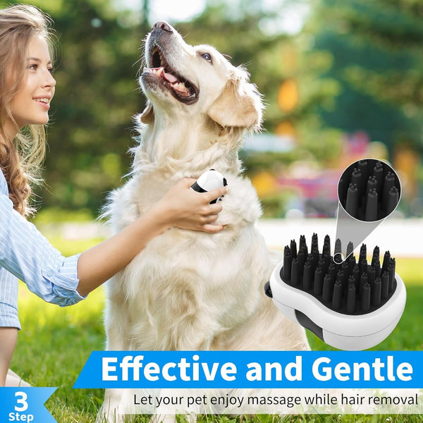 Comotech 3-In-1 Dog Grooming Brush | Adjustable Handle Shampoo Brush & Scrubber for Short & Long Haired Dogs & Cats (Blue Blue White)4