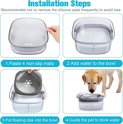 UPSKY 70Oz Dog Water Bowl 2L No Spill Dog Bowls Large Capacity Spill Proof Slow Water Feeder, No Splash Pet Water Dispenser Vehicle Carried Travel Slow Drinking Bowl for Messy Drinkers6