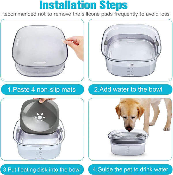UPSKY 70Oz Dog Water Bowl 2L No Spill Dog Bowls Large Capacity Spill Proof Slow Water Feeder, No Splash Pet Water Dispenser Vehicle Carried Travel Slow Drinking Bowl for Messy Drinkers6