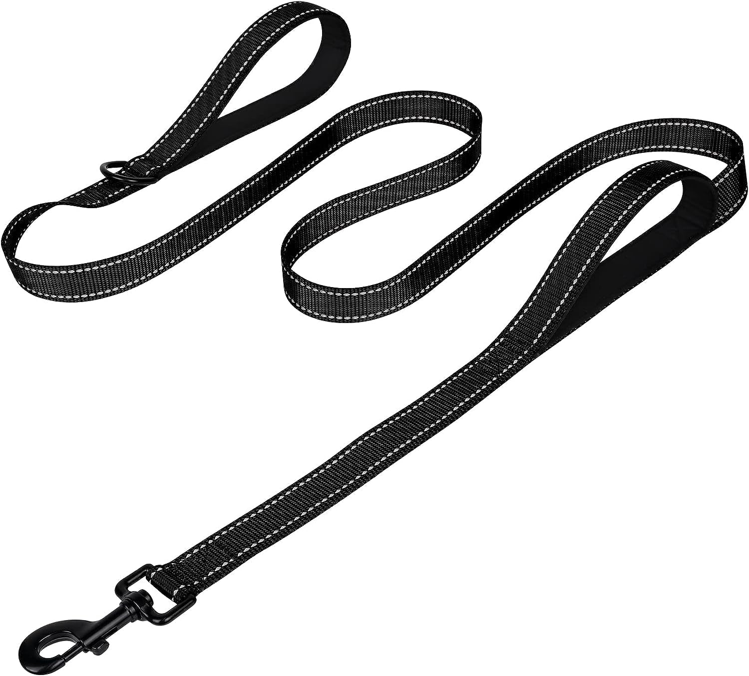 joytale-reflective-dog-leash-for-medium-large-dogs-6-ft-x-1-black-heavy-duty-nylon-webbing-padded-handle-for-comfort-visible-at-night-for-walking-training