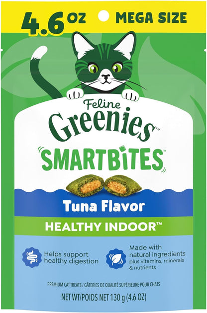 Greenies Feline Smartbites Healthy Indoor Cat Treats, Tuna, 16 Oz | Veterinarian-Recommended, Fiberblend Formula, Supports Digestion, under 2 Cal per Treat, Natural Ingredients, Dual Texture11
