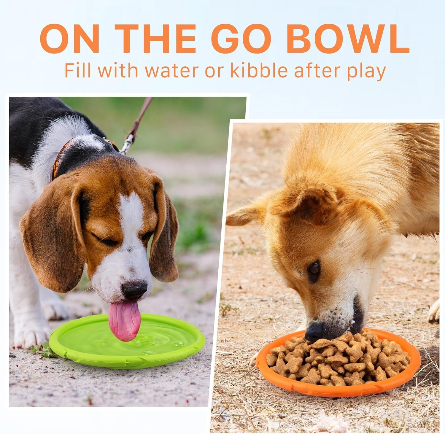 prime-pets-dog-flying-disc-2-pack-7-inch-durable-dog-toys-nature-rubber-floating-flying-saucer-for-water-pool-beach-orange-and-green