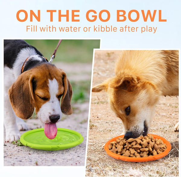 Prime Pets Dog Flying Disc, 2 Pack, 7 Inch, Durable Dog Toys, Nature Rubber Floating Flying Saucer for Water Pool Beach, Orange and Green6