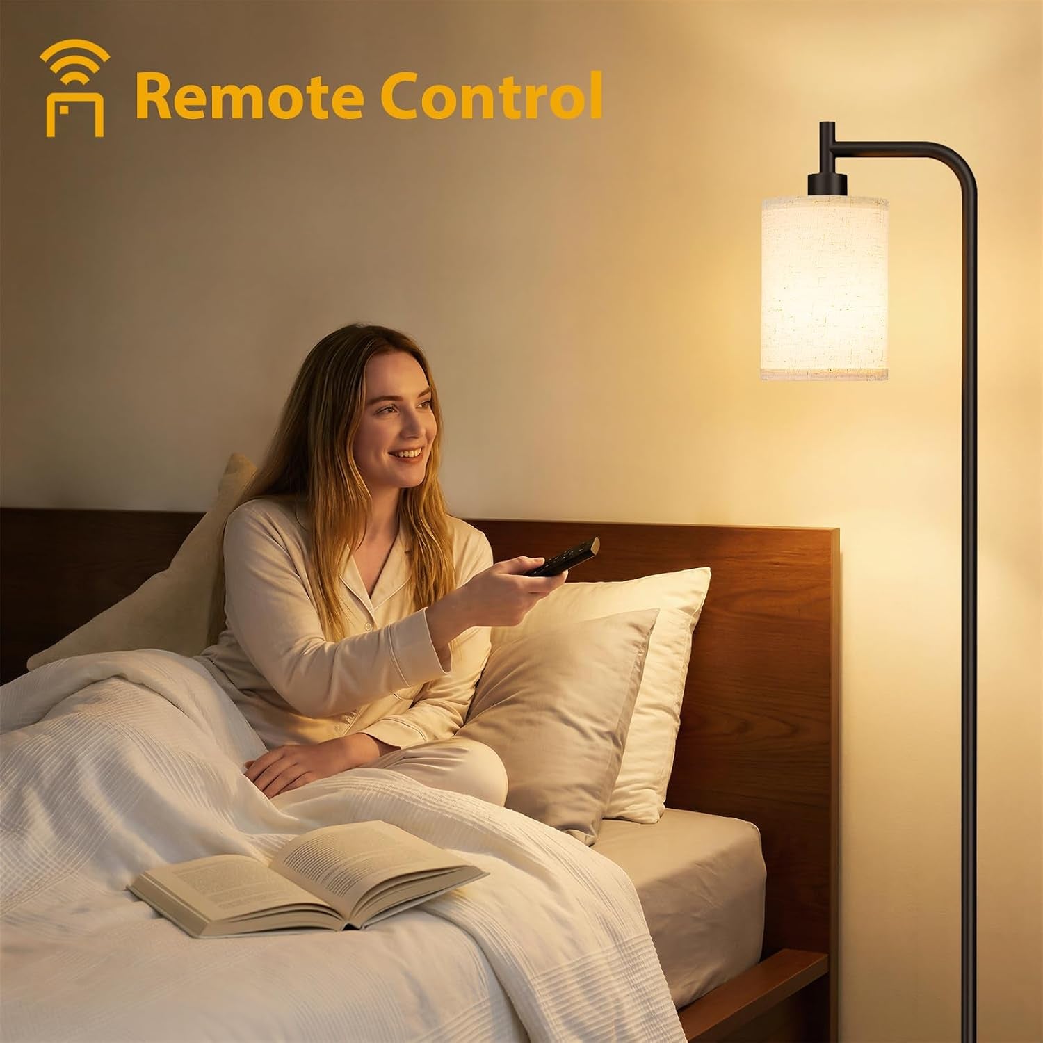 64-floor-lamp-with-remote-control-dimmable-tall-standing-lamps-for-living-room-bedroom-office-corner-9w-led-bulb-included-foot-pedal-switch-beige-shade-black-pole