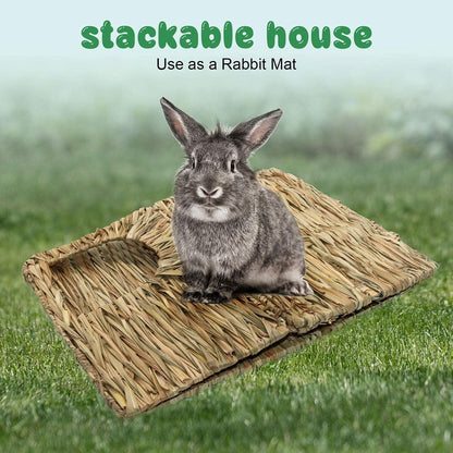 Natural Seagrass Mat Bed Hideaway Toy, Hand Woven for Rabbit Guinea Pig Chinchilla Ferret4