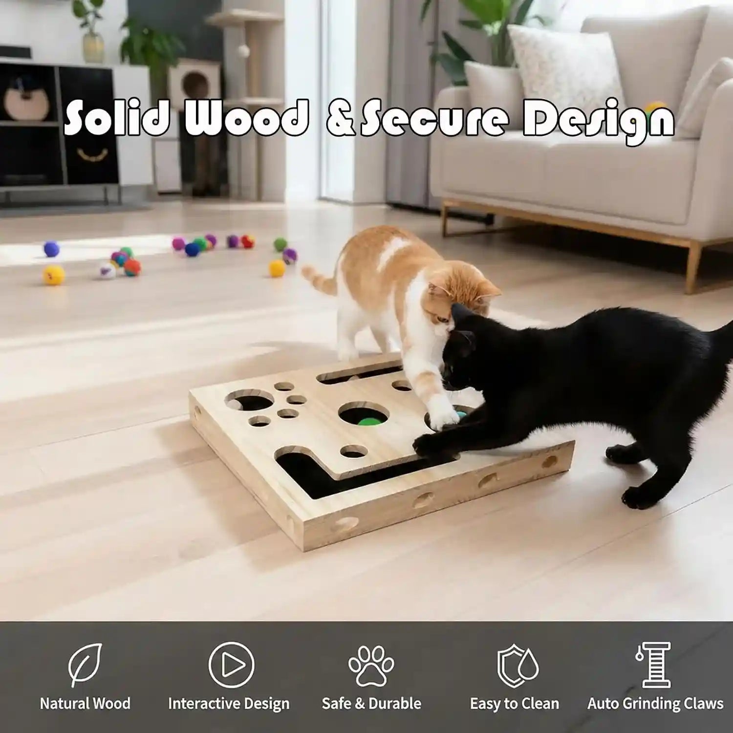 cat-nail-file-scratcher-large-solid-wood-cat-toy-box-with-sandpaper-inside-interactive-indoor-cat-toy-cat-claw-saver-box-3-bells-2-cat-wand-1cat-nail-clippers