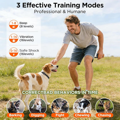 Dog Shock Collar 2 Dogs, 3300Ft Dog Training Collar with Remote, Real-Time Dual-Channel Remote with 3 Training Modes, Beep, Vibration, Safety Shock, Light, Fits 8-120 Lbs All Breeds Sizes - Orange3