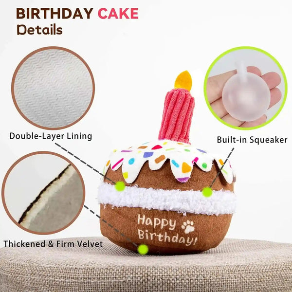 Lilfrd Dog Birthday Toy, Birthday Cake Toys for Puppy Gifts, Squeaky Plush Dog Toys3
