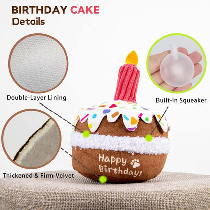 Lilfrd Dog Birthday Toy, Birthday Cake Toys for Puppy Gifts, Squeaky Plush Dog Toys | Perfect for Birthday Party, Interactive Play, Suitable for Small Medium Breed Dogs3