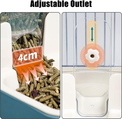 Hanging Automatic Food Dispenser, 27Oz Large Capacity Hanging Pet Cage Feeder for Rabbit Bird Chinchilla Hedgehog Guinea Pig Ferret Kitty Puppy (Gray)3
