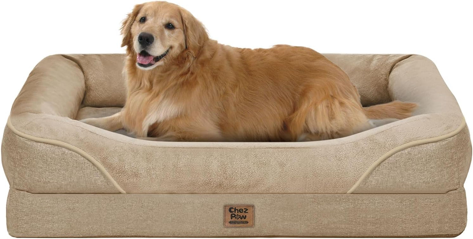 chez-paw-waterproof-orthopedic-xl-dog-bed-for-large-and-extra-large-dogs-egg-crate-foam-4-sided-bolster-support-waterproof-liner-non-slip-bottom-machine-washable-cover-42-x-30-inch