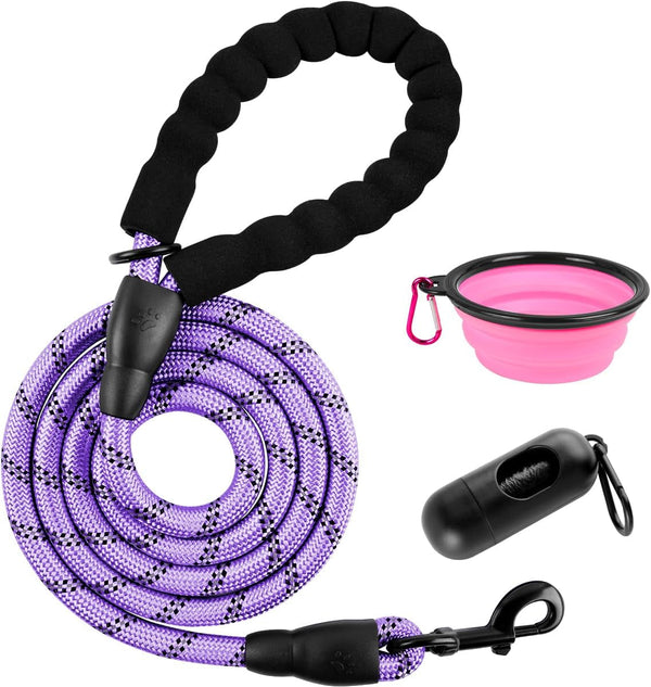 BARKBAY Dog Leashes for Large Dogs Heavy Duty Dog Leash 4/5/6 FT with Comfortable Padded Handle and Highly Reflective Threads for Medium Large Dogs Walking Training Running (5Ft-1/2'',Pink)30