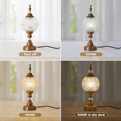 Table Lamps Vintage Desk Lamp Plug in Table Light | Crystal Table Lamp Vintage-Inspired Elegant Design Durable Metal Base, Warm Tone Perfect for Bedroom, Living, Office4